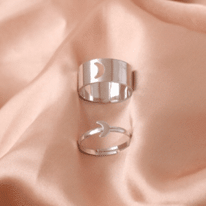 ¡Uy! Anillos Luna Pareja x2 acero