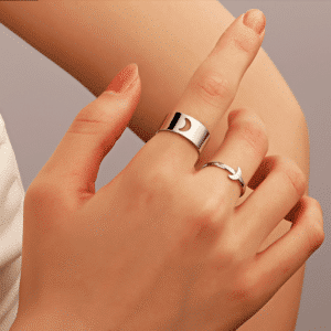 ¡Uy! Anillos Luna Pareja x2 acero