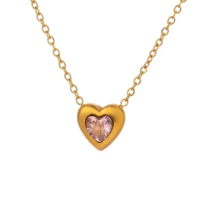 ¡Uy! Collar Corazón Centro Rosa